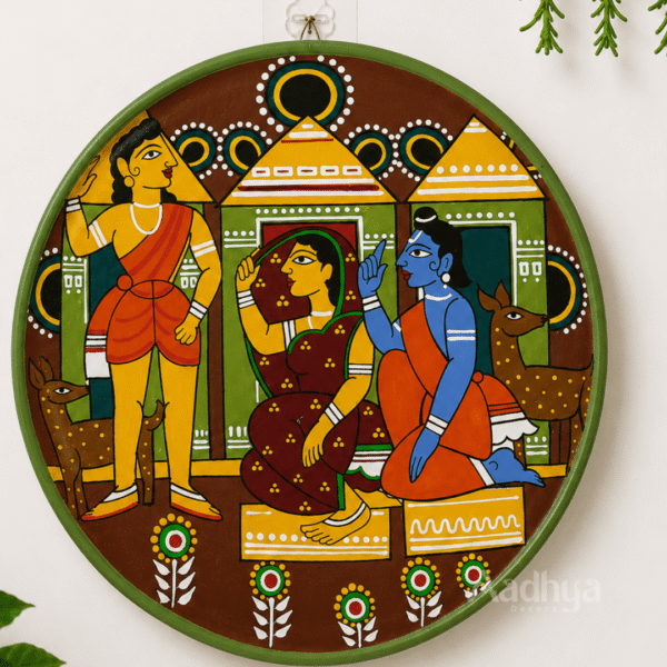 Wooden Hand-Painted Panchavati Ramayana Cheriyal Wall Plate