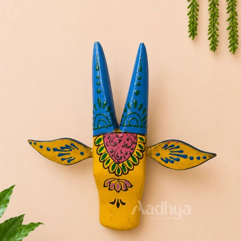 Wooden Handcrafted and Handpainted Cow Head