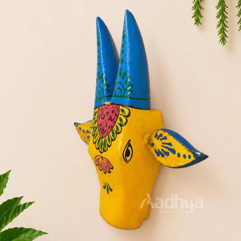 Wooden Handcrafted and Handpainted Cow Head