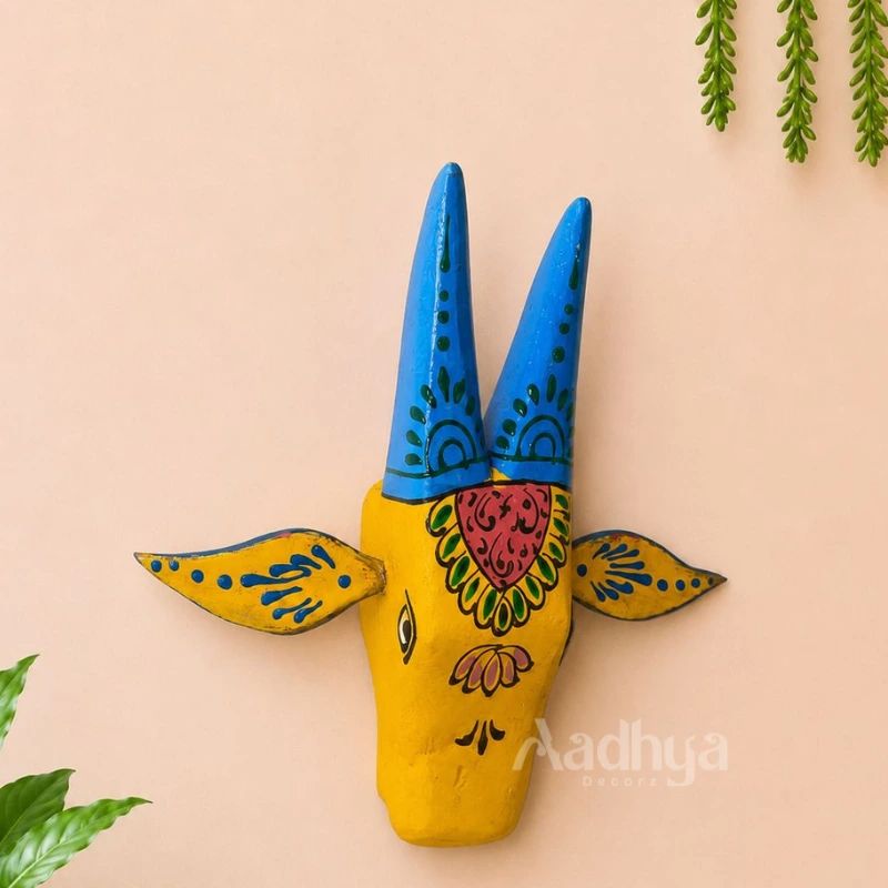 Wooden Handcrafted and Handpainted Cow Head